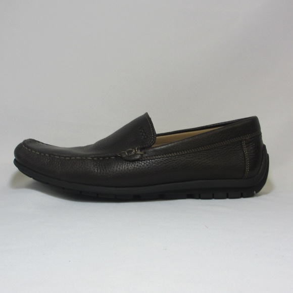 Ecco Driving Loafer Brown Pebbled Leather Moc Toe